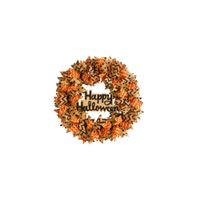 30" Halloween Foliage Burlap Ribbon Wreath in Orange by Bellanest