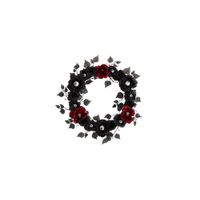 24" Halloween Foliage Eyeball Rose Artificial Wreath in Black by Bellanest