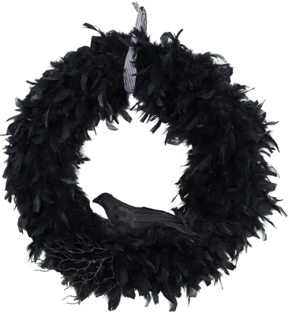 30" Halloween Foliage Raven Feather Wreath