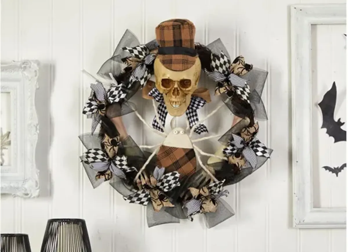 24" Halloween Foliage Skull Wreath