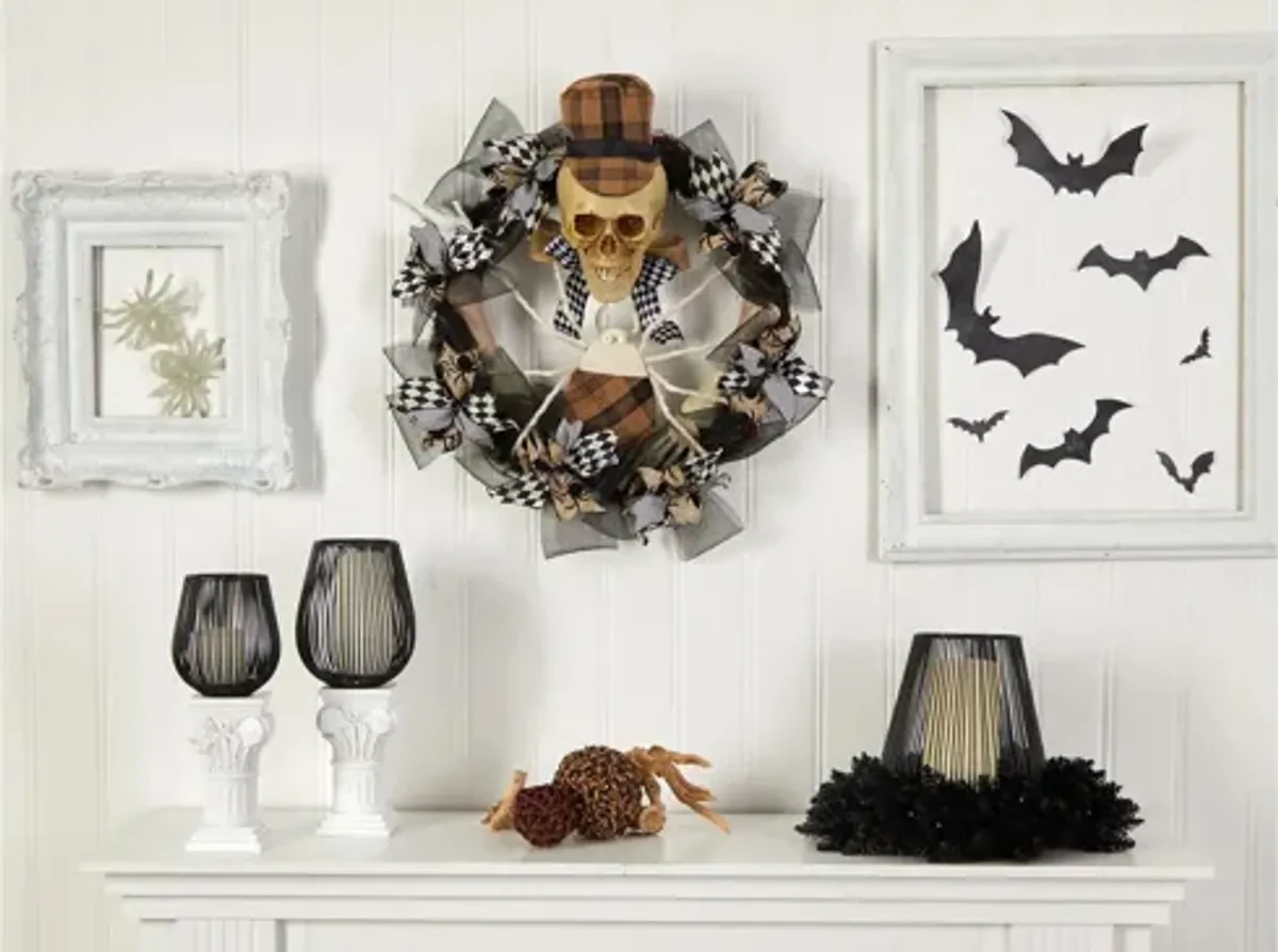 24" Halloween Foliage Skull Wreath