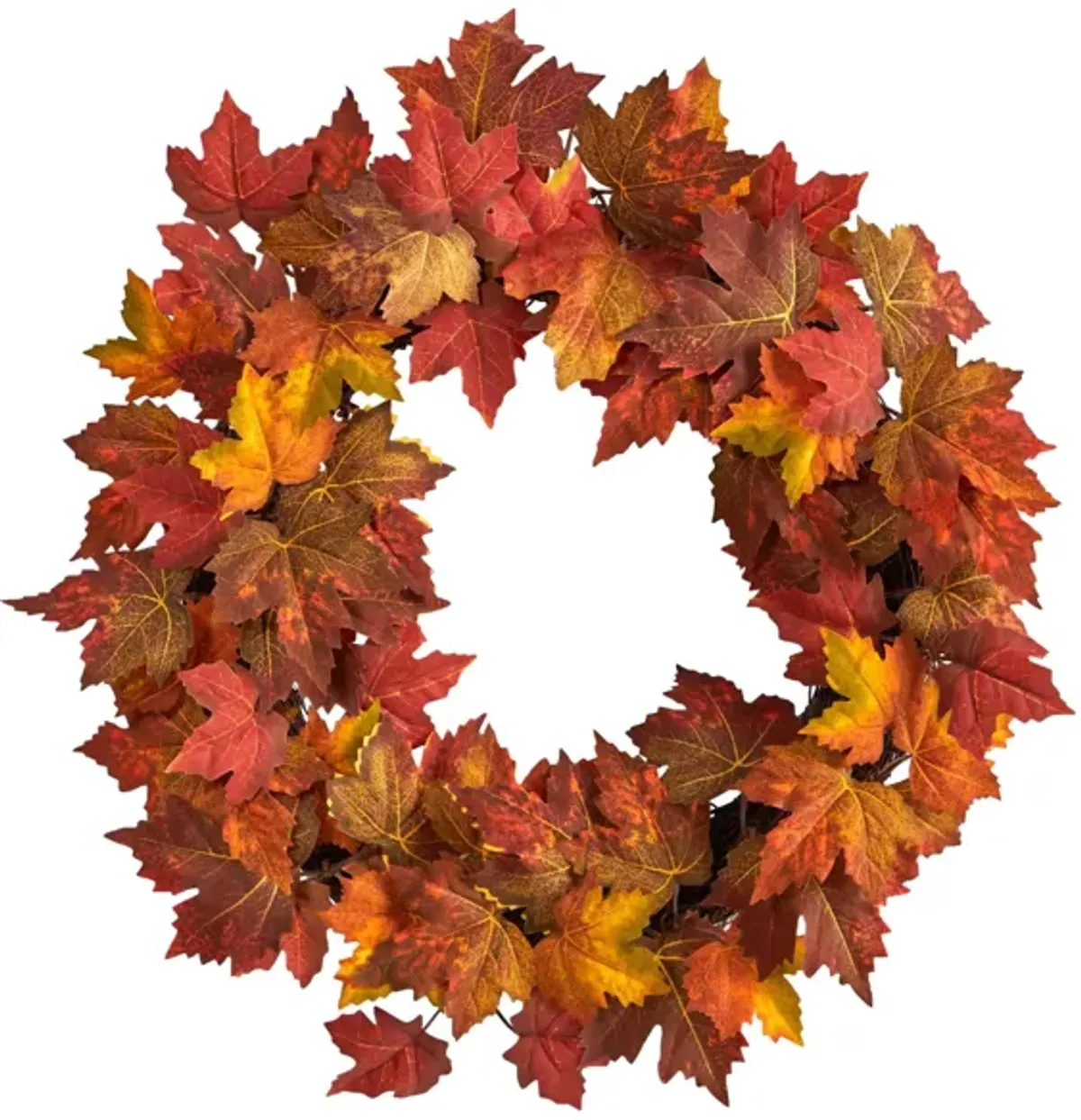 22" Harvest Foliage Maple Leaf Artificial Wreath