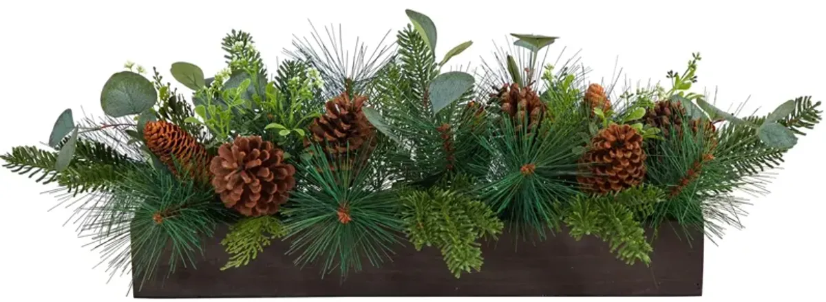 30" Holiday Foliage Artificial Centerpiece in Green by Bellanest