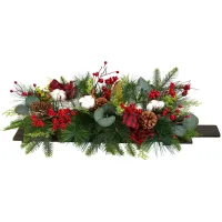24" Holiday Foliage Artificial Cutting Board Arrangement in Green by Bellanest