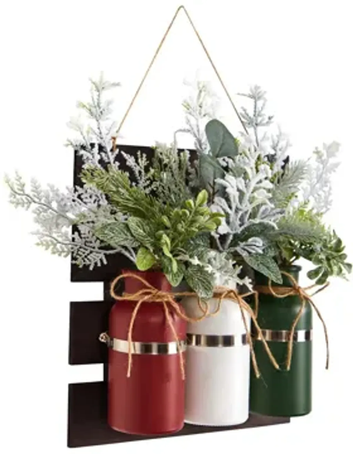 17" Holiday Foliage Hanging Mason Jar Artificial Arrangement