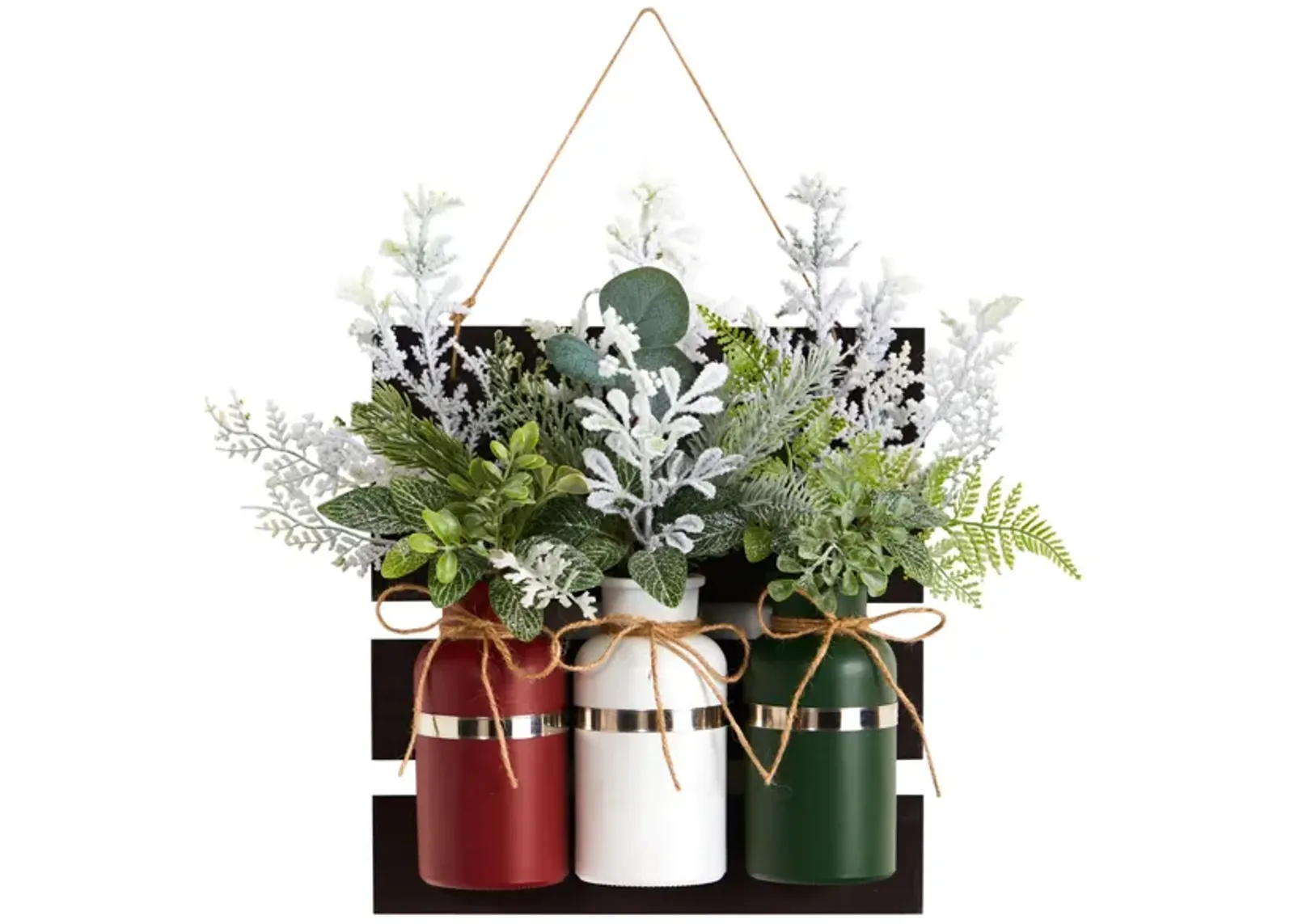 17" Holiday Foliage Hanging Mason Jar Artificial Arrangement