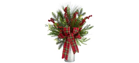 28" Holiday Foliage Artificial Arrangement in Green/Red by Bellanest