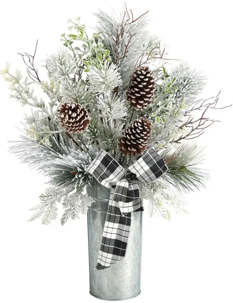 28" Holiday Foliage Artificial Arrangement in Silver by Bellanest