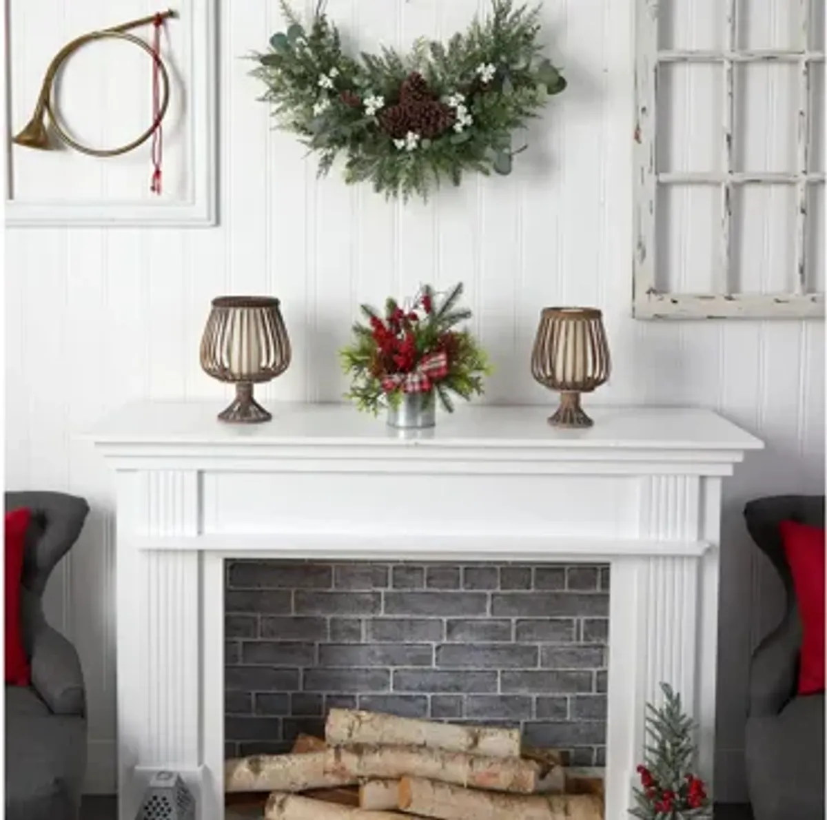 12" Holiday Foliage Artificial Table Arrangement