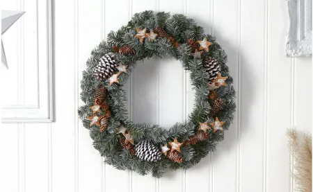 24" Holiday Foliage Artificial Wreath in Green by Bellanest