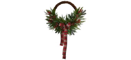 28" Holiday Foliage Artificial Wreath in Green by Bellanest