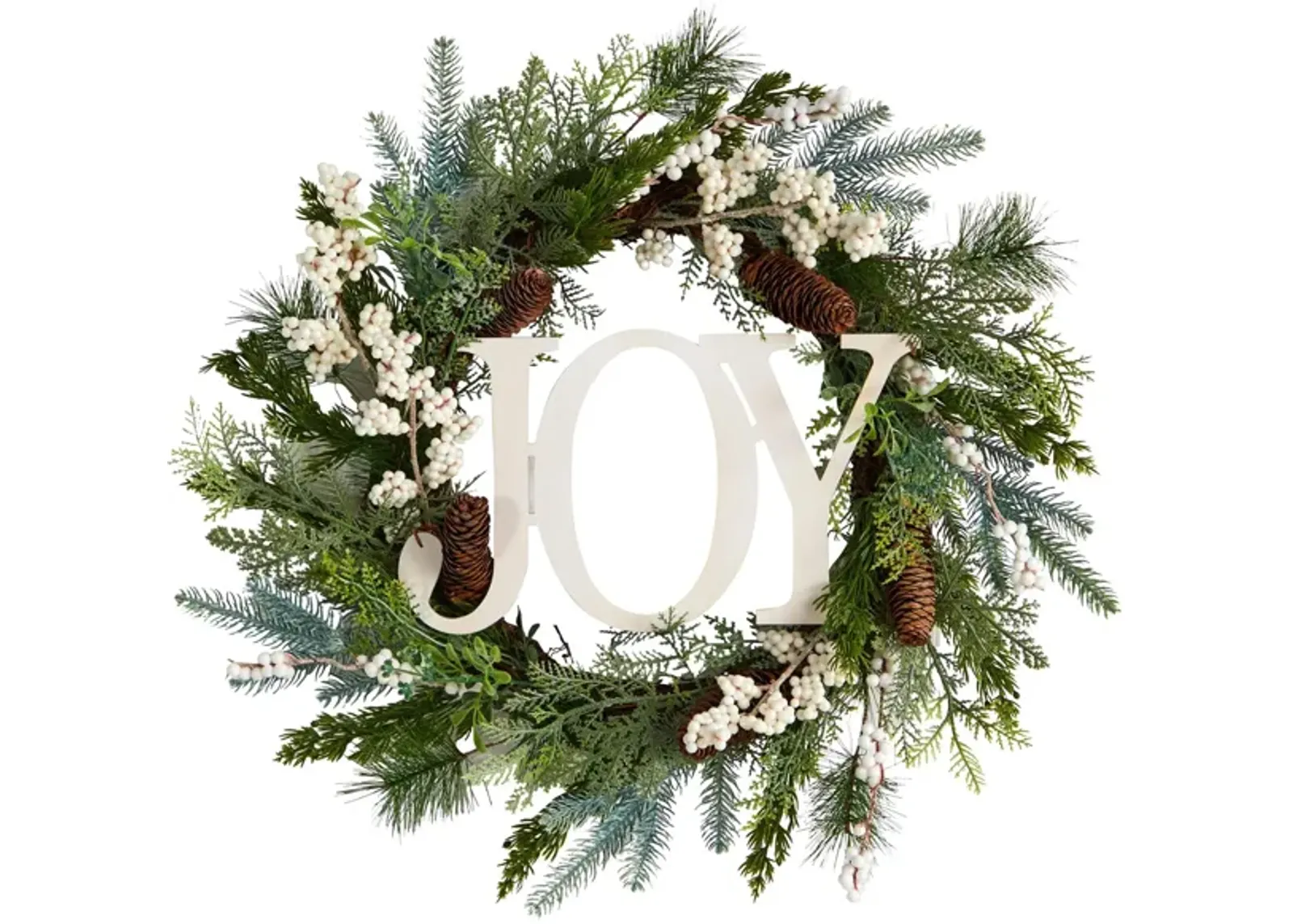 24" Joy Holiday Foliage Artificial Wreath in Green by Bellanest