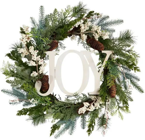 24" Joy Holiday Foliage Artificial Wreath