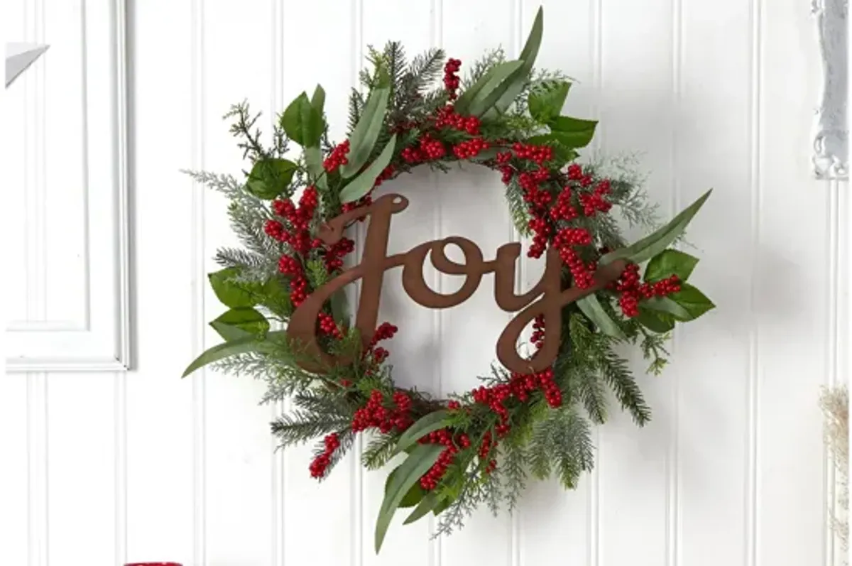 24" Joy Holiday Foliage Artificial Wreath