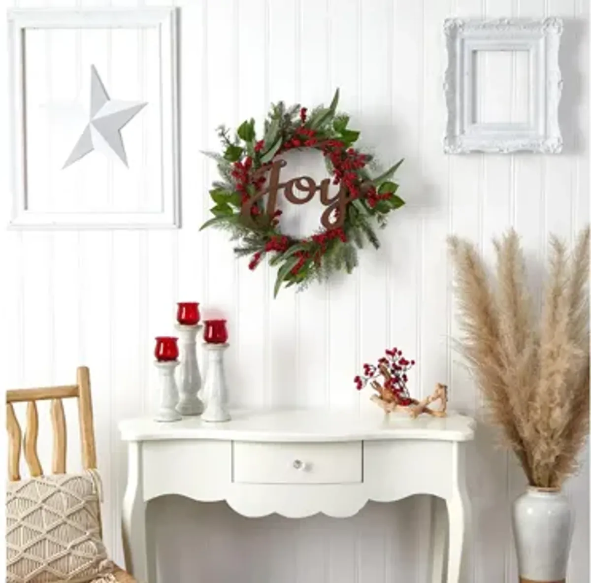 24" Joy Holiday Foliage Artificial Wreath