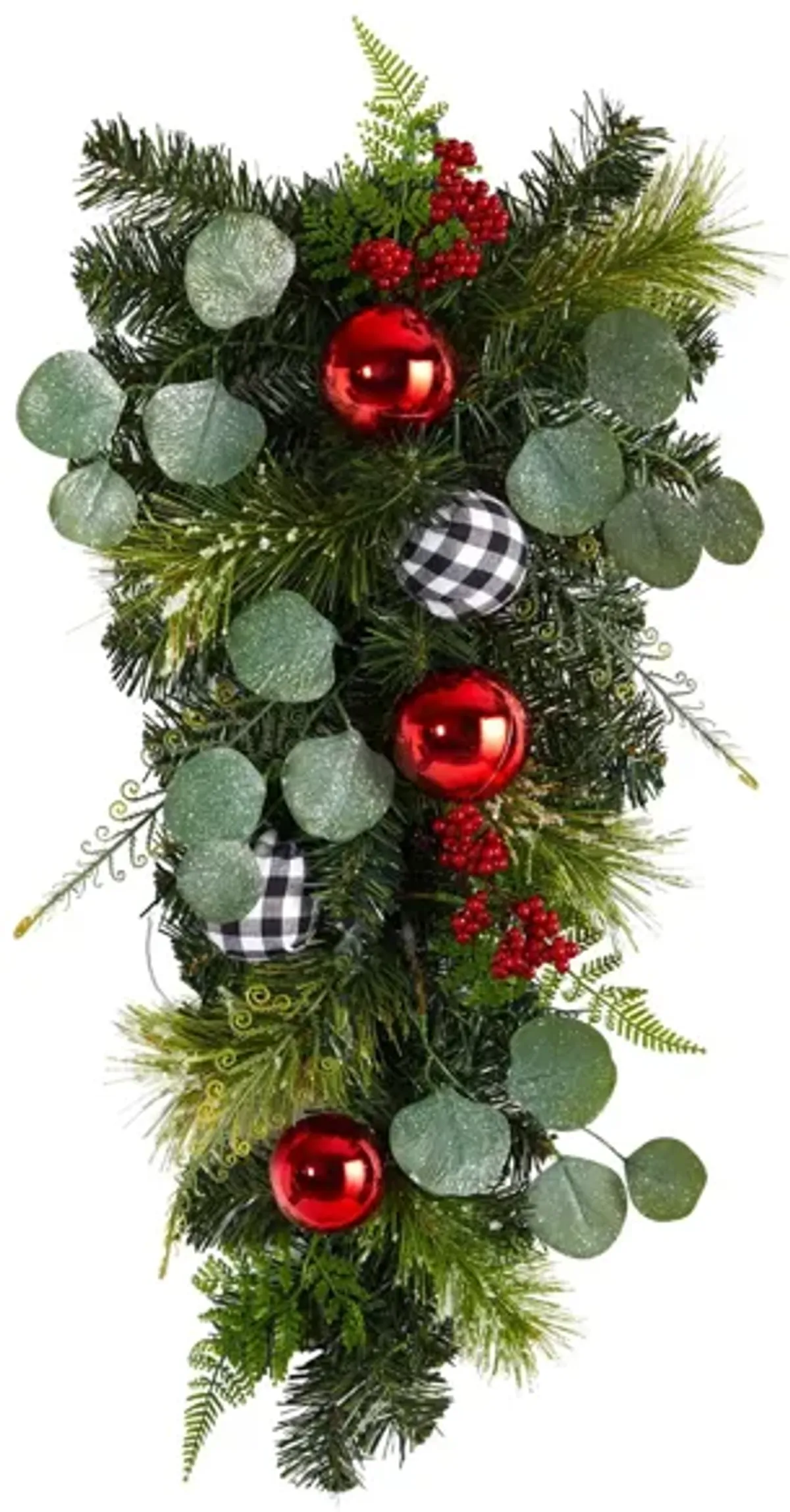 26" Holiday Foliage Artificial Swag with Ornaments in Green by Bellanest