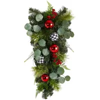 26" Holiday Foliage Artificial Swag with Ornaments in Green by Bellanest