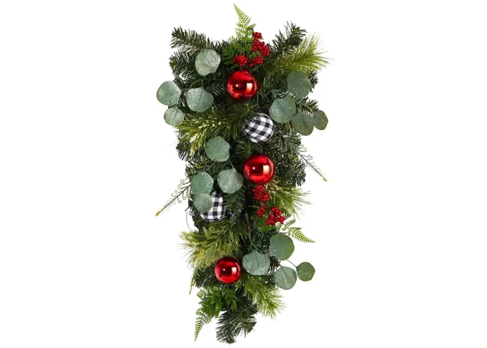 26" Holiday Foliage Artificial Swag with Ornaments in Green by Bellanest