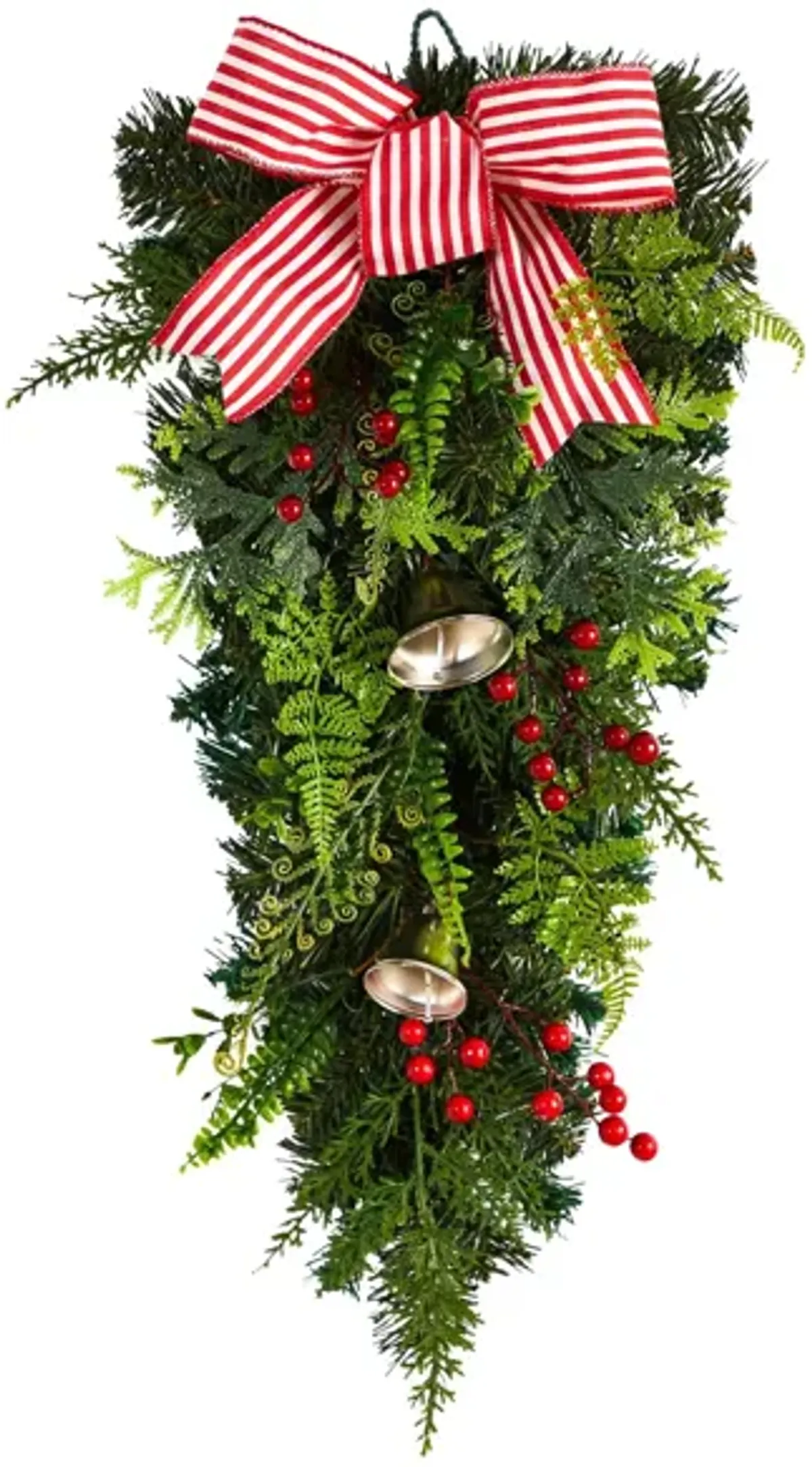 26" Holiday Foliage Bells Artificial Swag in Green by Bellanest