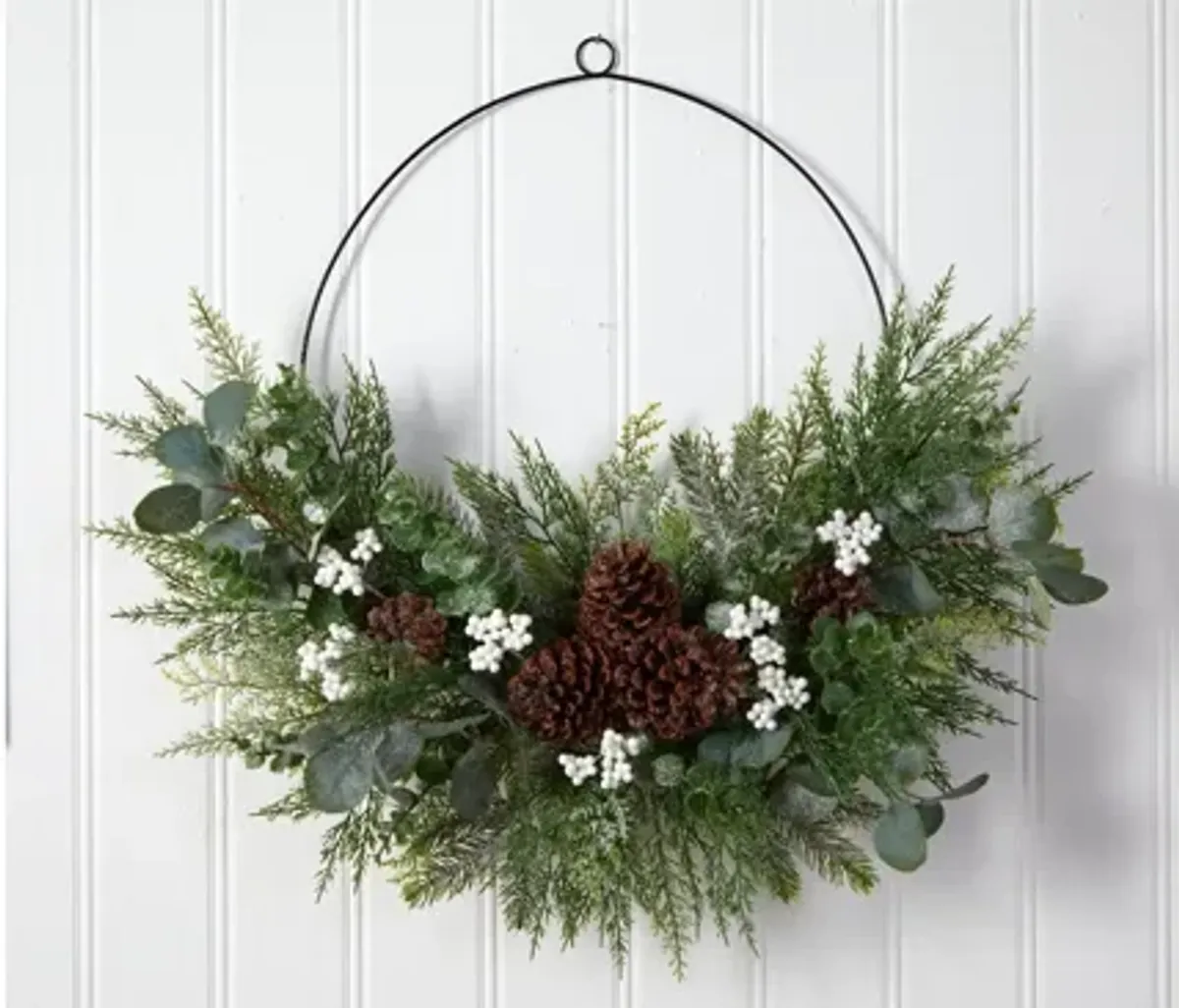 28" Holiday Foliage Metal Circlet Artificial Wreath