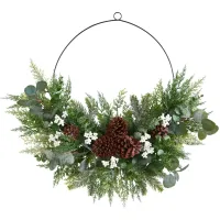 28" Holiday Foliage Metal Circlet Artificial Wreath in Green by Bellanest