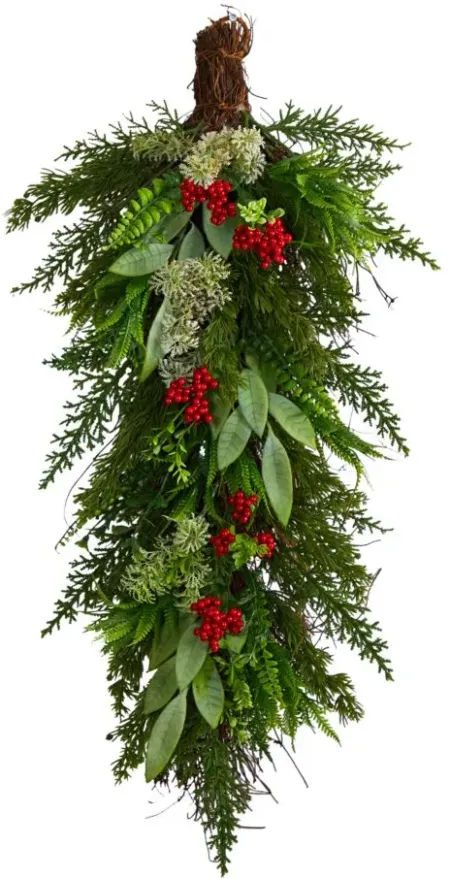 30" Holiday Foliage Artificial Swag in Green by Bellanest
