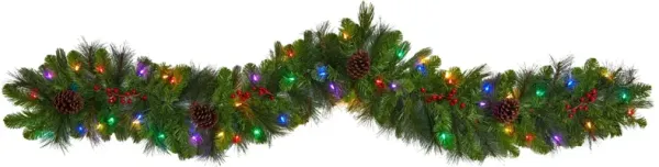 6' Holiday Foliage Artificial Garland with Multicolored LED Lights