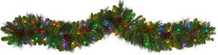 6' Holiday Foliage Artificial Garland with Multicolored LED Lights in Green by Bellanest