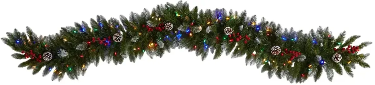 6' Holiday Foliage Artificial Garland with Multicolor LED Lights in Green by Bellanest