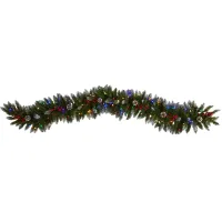 6' Holiday Foliage Artificial Garland with Multicolor LED Lights in Green by Bellanest