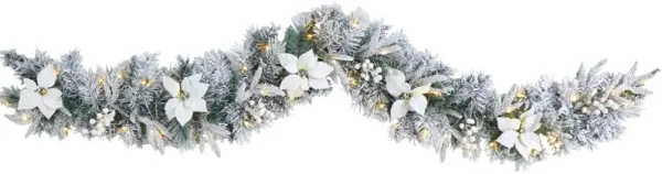 6' Holiday Foliage Flocked Artificial Garland with Warm White LED Lights