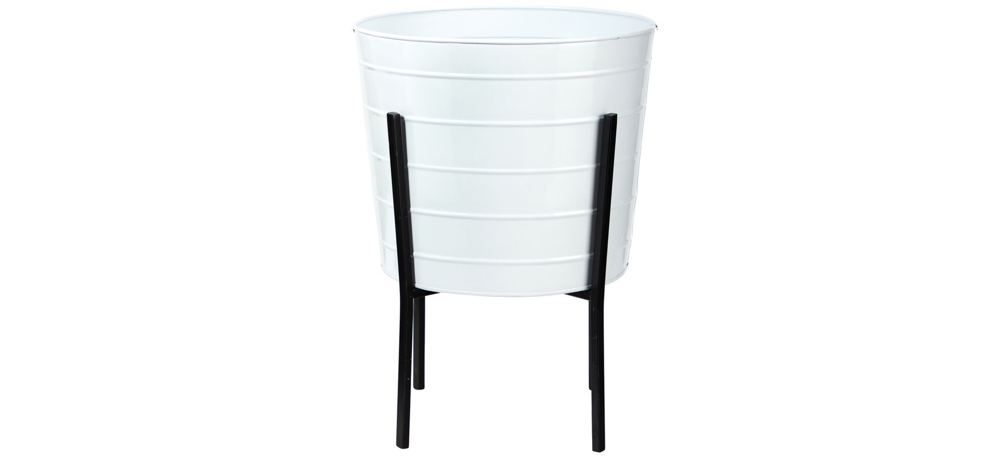 16" Metal Ribbed Planter in White by Bellanest