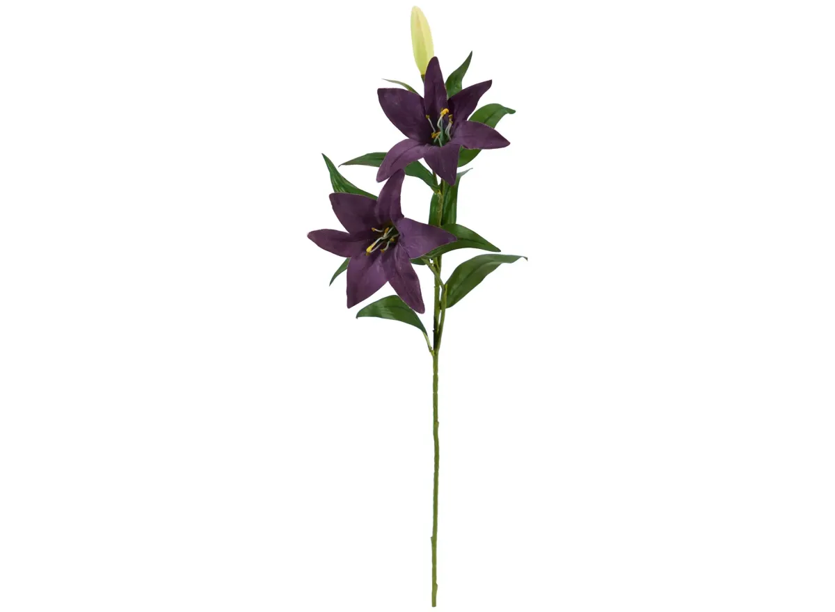 26.5" Lily Artificial Flower Set of 12 in Purple by Bellanest