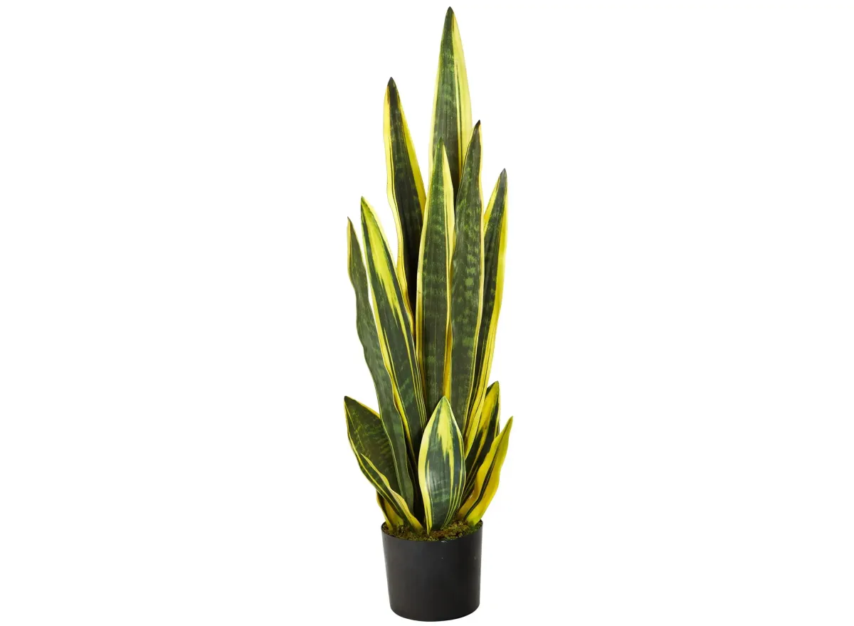 38" Sansevieria Artificial Plant in Green by Bellanest