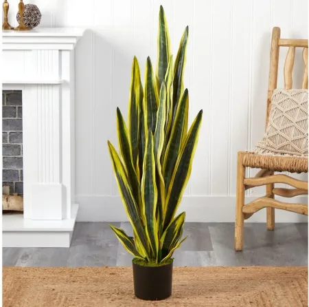 4' Sansevieria Artificial Plant in Green by Bellanest