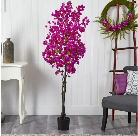6' Bougainvillea Artificial Tree in Purple by Bellanest