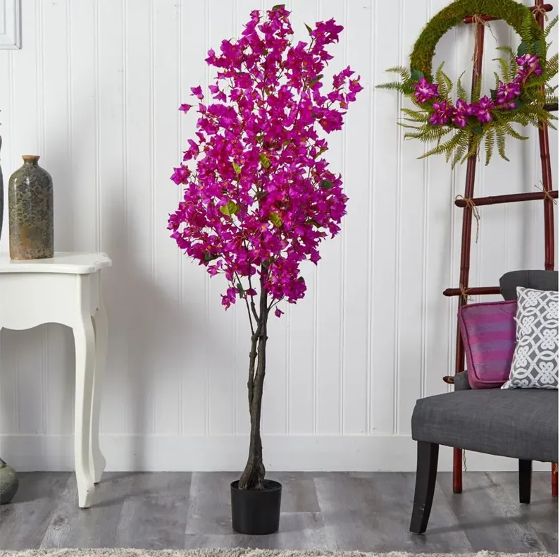 6' Bougainvillea Artificial Tree in Purple by Bellanest