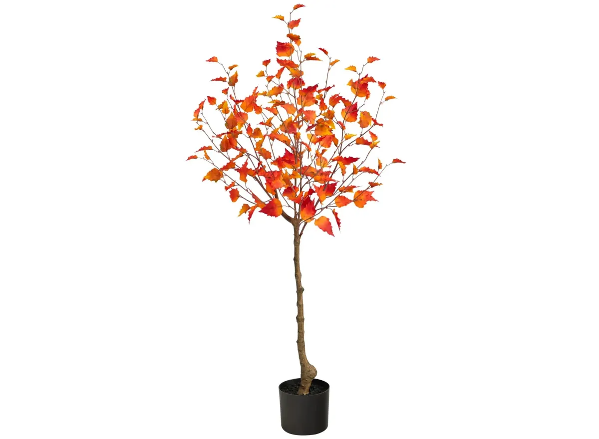 4' Autumn Birch Artificial Tree in Orange by Bellanest