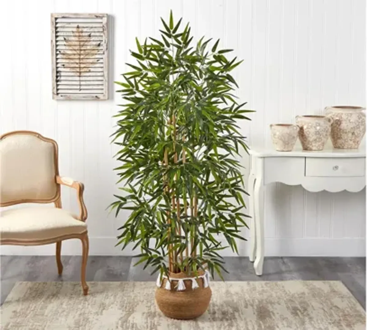 64" Bamboo Artificial Tree in Planter with Tassels