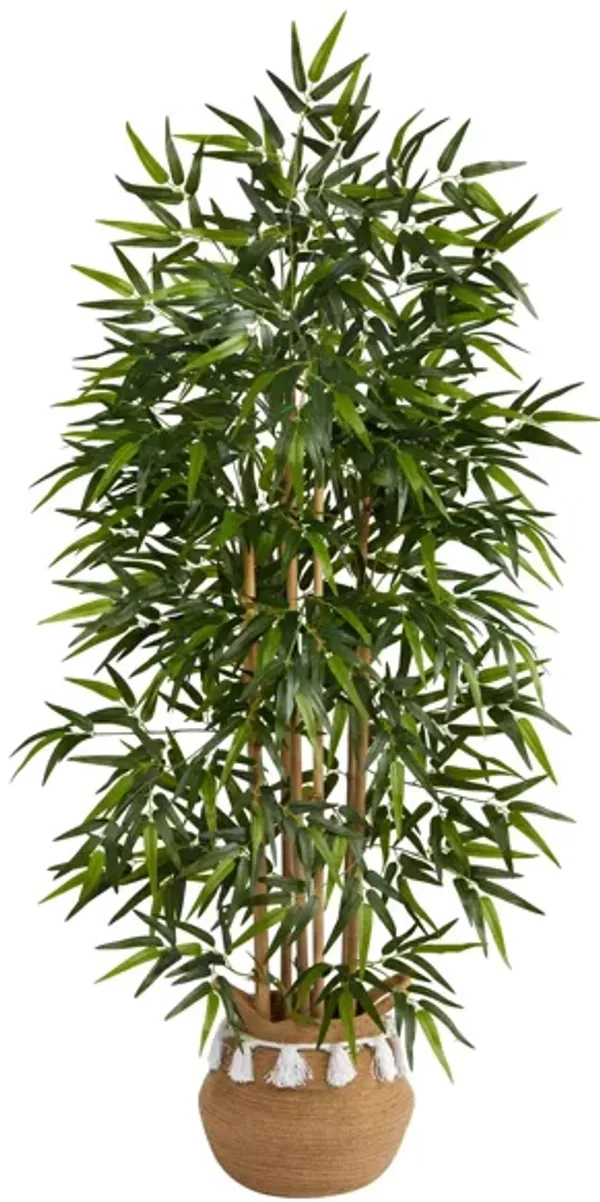 64" Bamboo Artificial Tree in Planter with Tassels