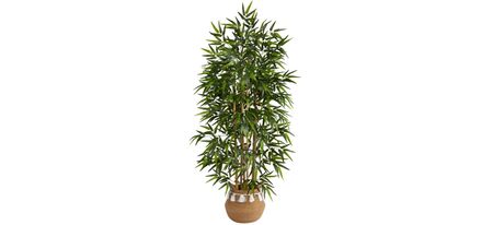 64" Bamboo Artificial Tree in Planter with Tassels in Green by Bellanest