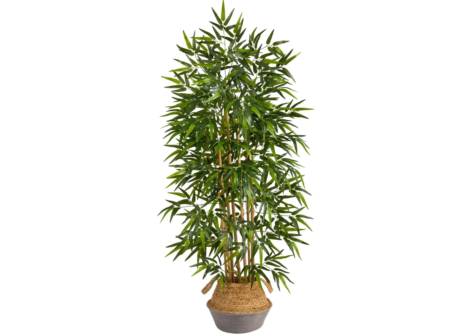 64" Bamboo Artificial Tree in Gray Woven Planter in Green by Bellanest