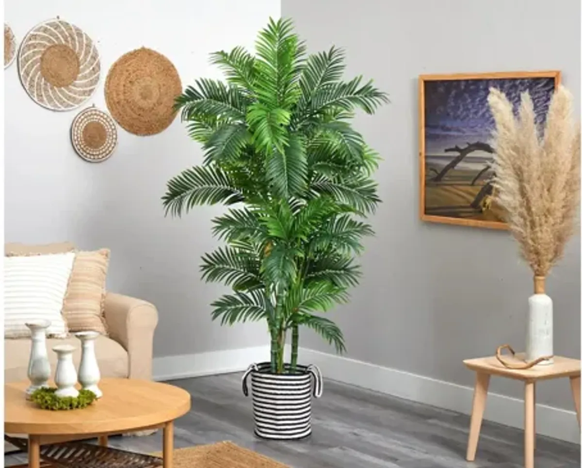 6' Artificial Palm Tree in Black and White Planter