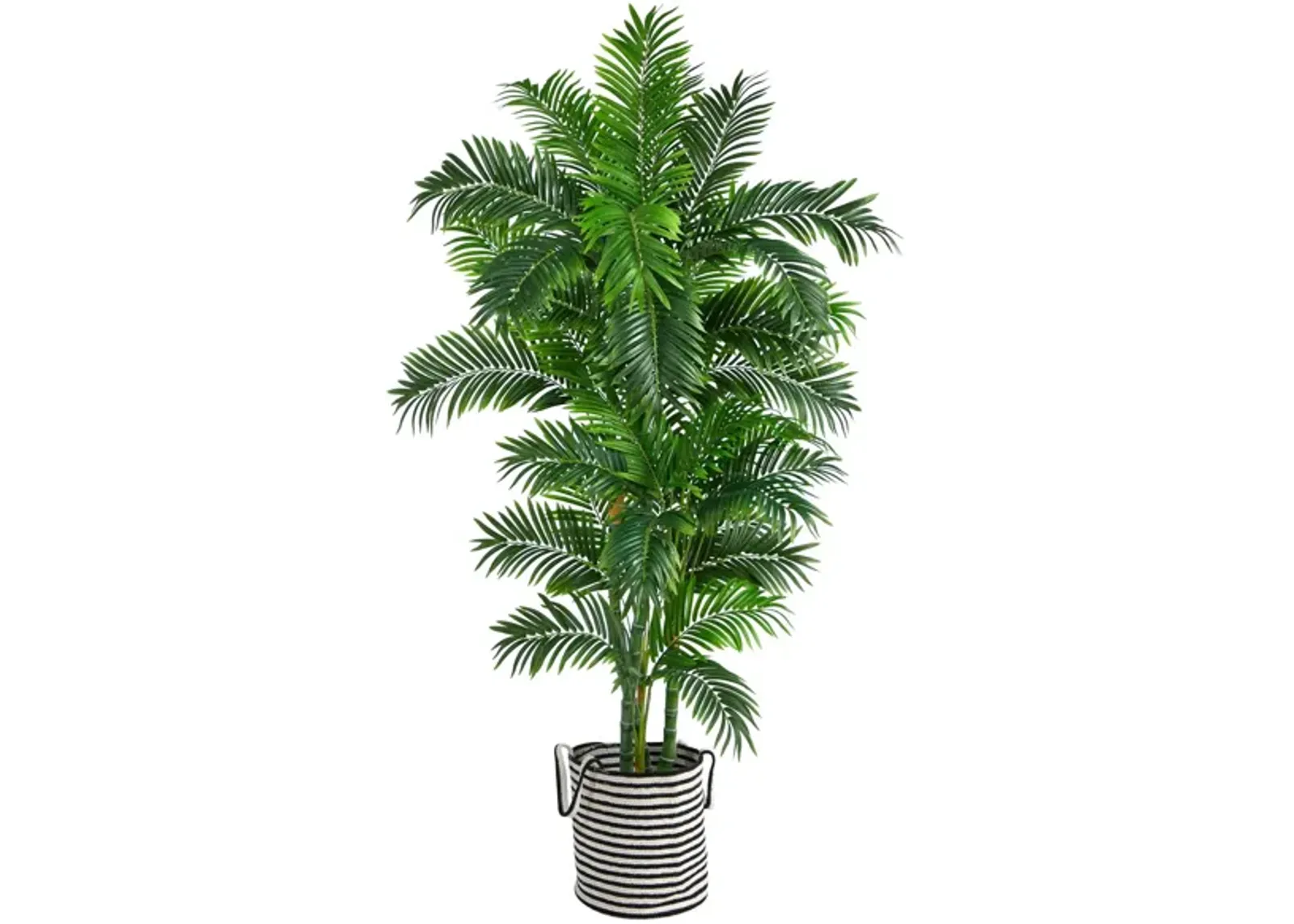 6' Artificial Palm Tree in Black and White Planter in Green by Bellanest