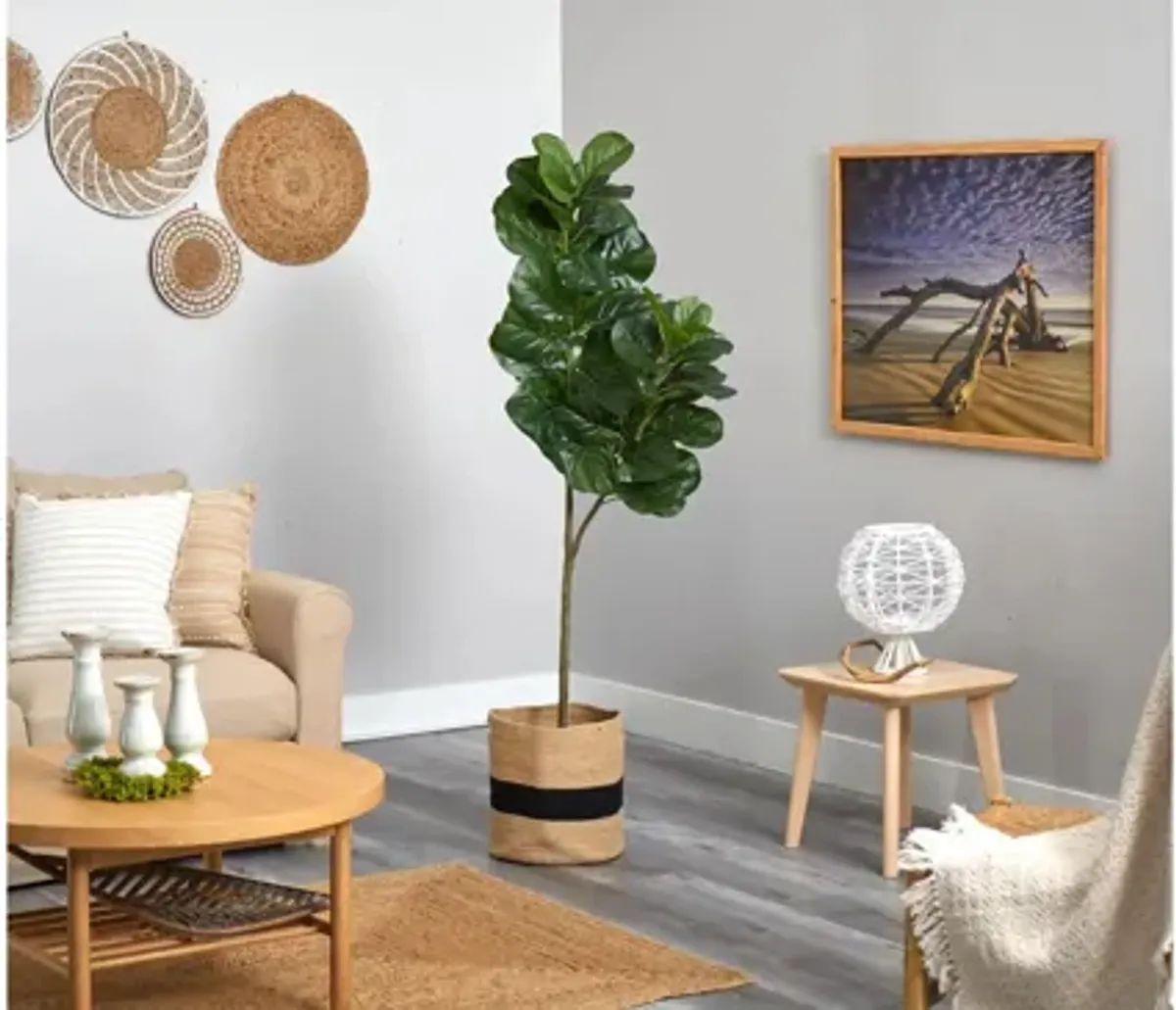 5.5' Fiddle Leaf Fig Artificial Tree in Cotton Planter
