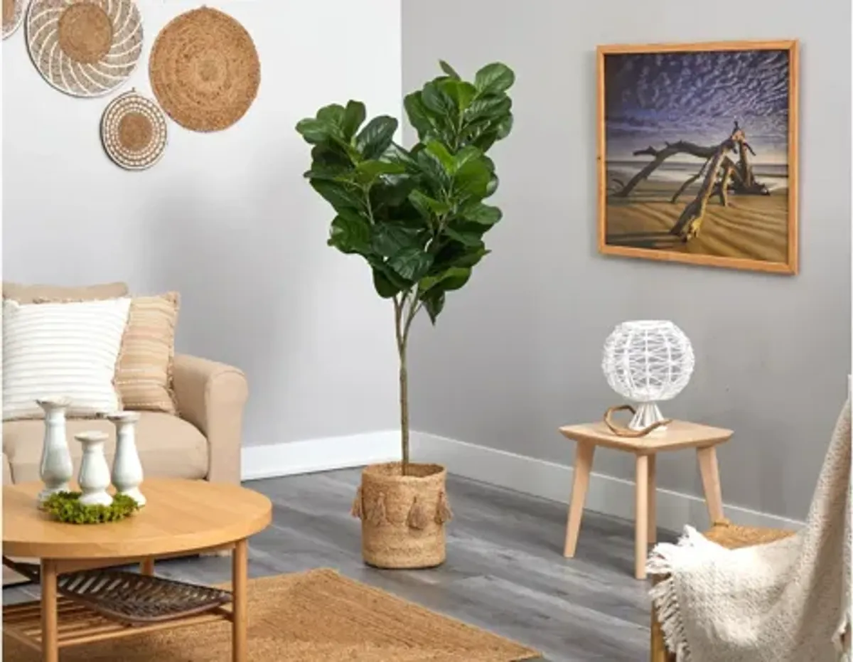 6' Fiddle Leaf Fig Artificial Tree in Planter with Tassels