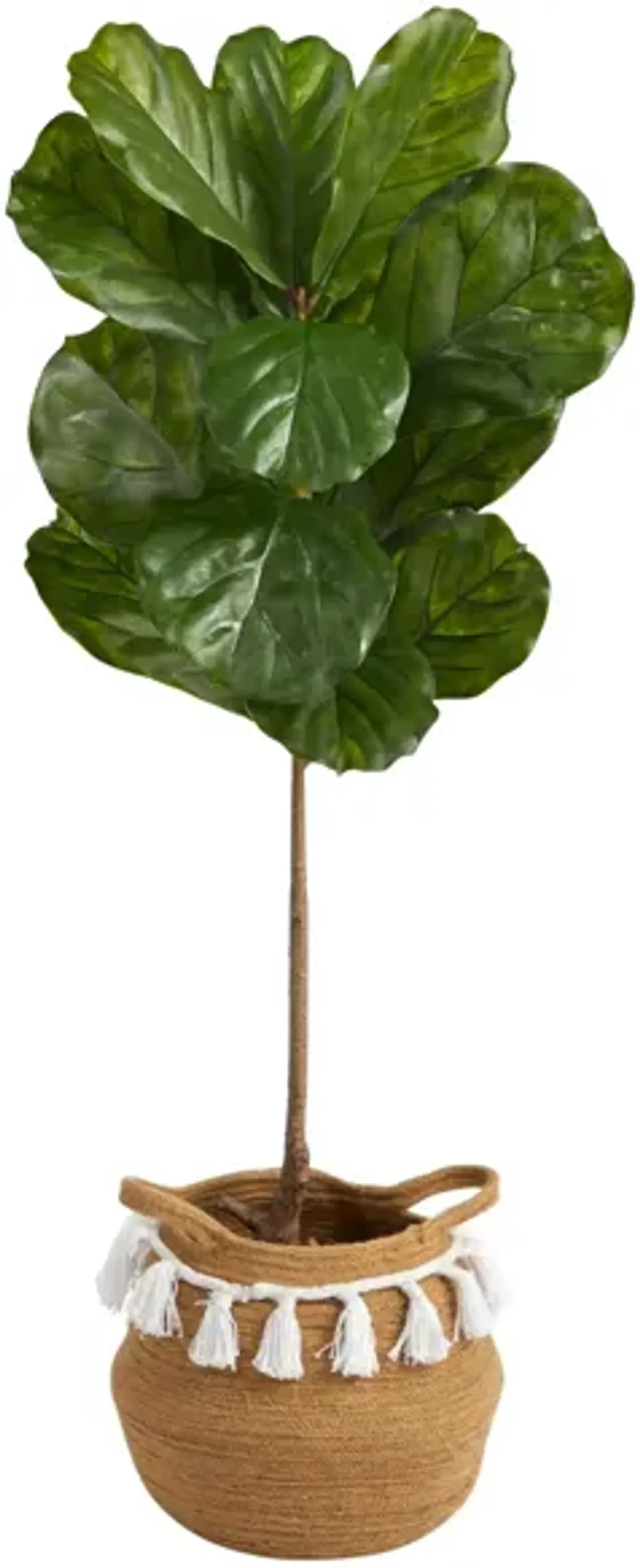 4' Indoor/Outdoor Fiddle Leaf Artificial Tree in Planter with Tassels in Green by Bellanest