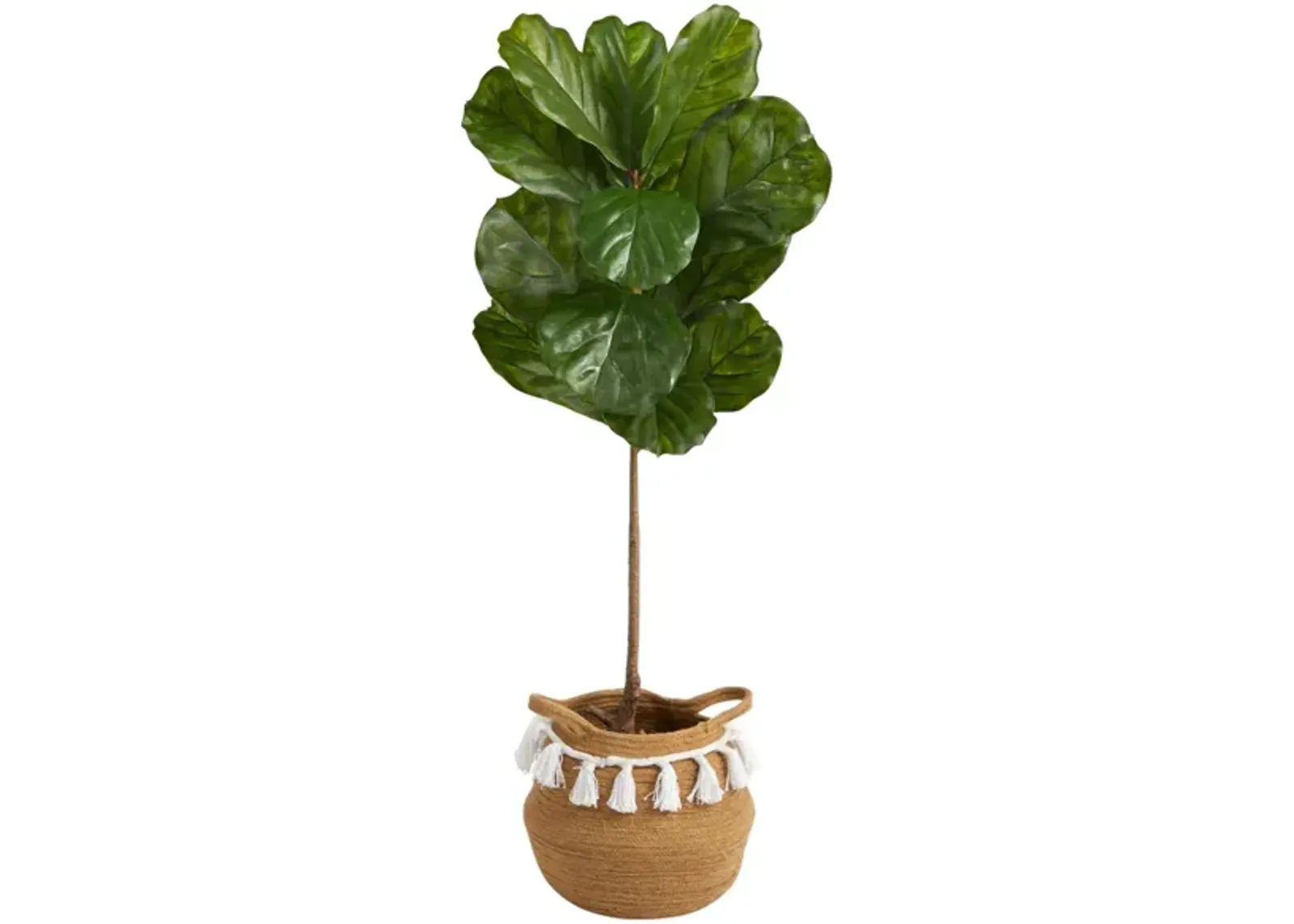 4' Indoor/Outdoor Fiddle Leaf Artificial Tree in Planter with Tassels in Green by Bellanest