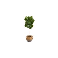 4' Indoor/Outdoor Fiddle Leaf Artificial Tree in Gray Planter in Green by Bellanest
