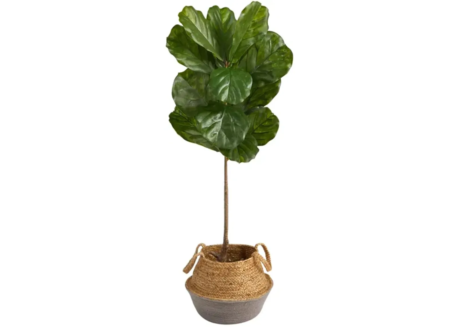 4' Indoor/Outdoor Fiddle Leaf Artificial Tree in Gray Planter in Green by Bellanest